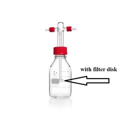 gas wash bottle sinter 548818s4 בקבוקי שטיפת גזים הברגה
