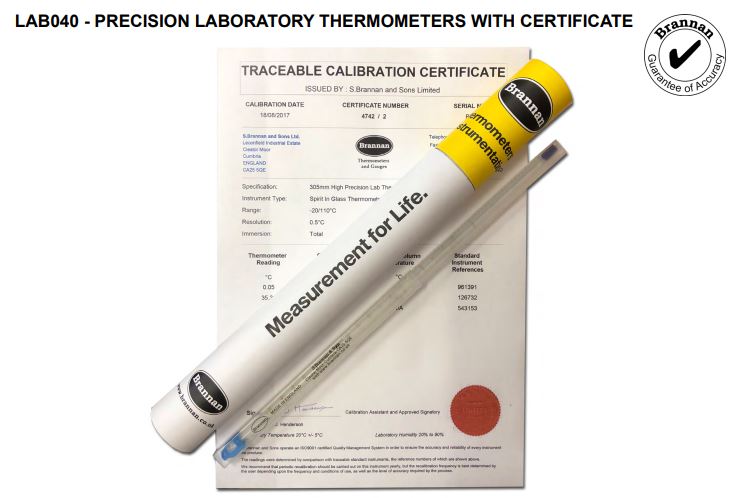 thermometer with certificate